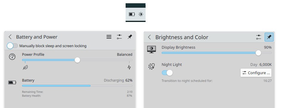 Battery and brightness are now separate in panel
