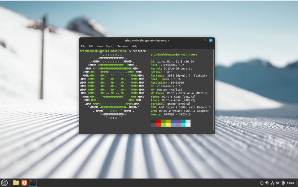 Clean Linux Mint 21.1 Vera Desktop