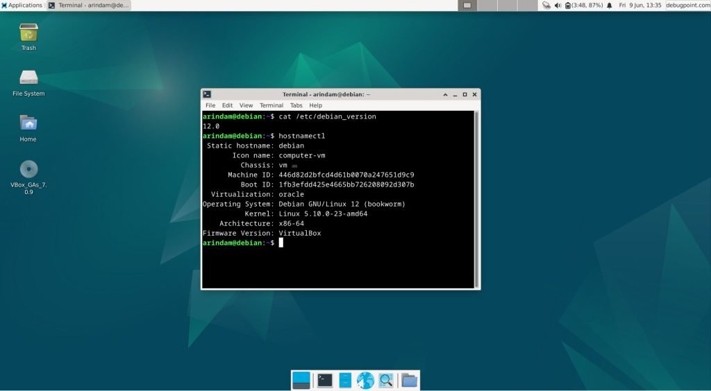 Debian 12 Bookworm Desktop (Xfce)