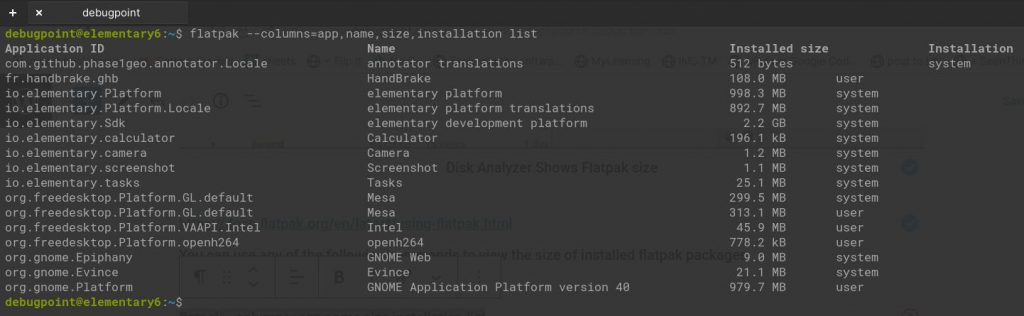 flatpak list example 2