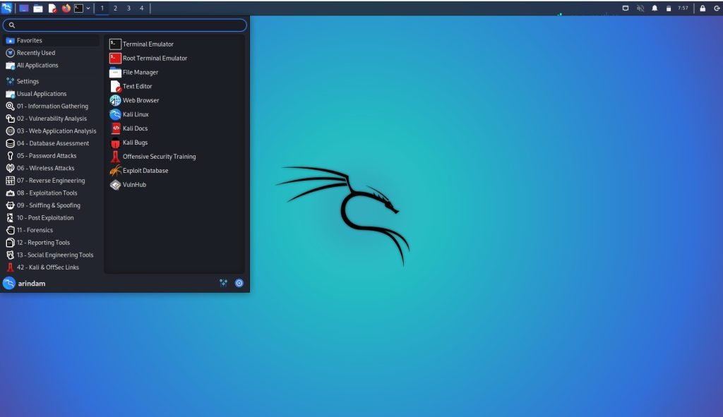 Kali Linux with Xfce Desktop Environment