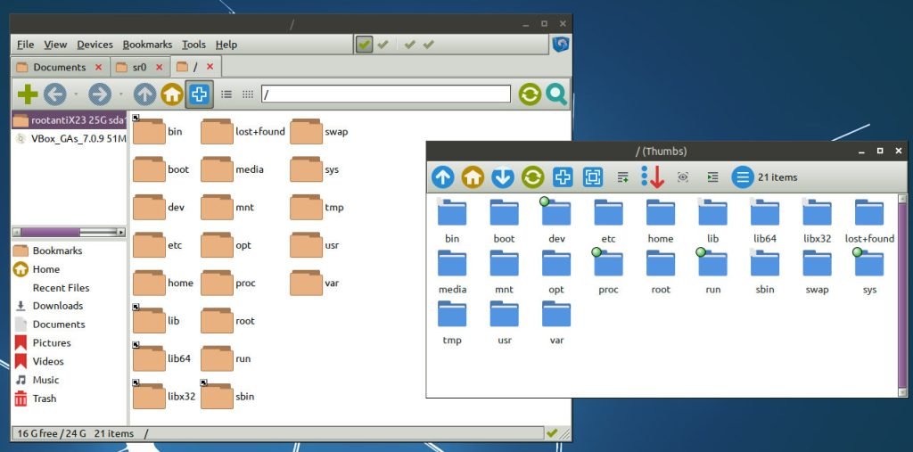 zzzFM and rox-filer file managers in antiX