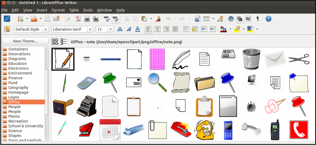 LibreOffice Insert Clipart in Ubuntu